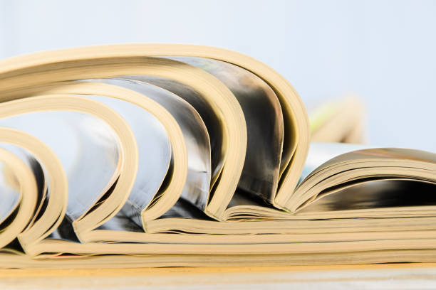 istock side view of a stack of magazines 656329424