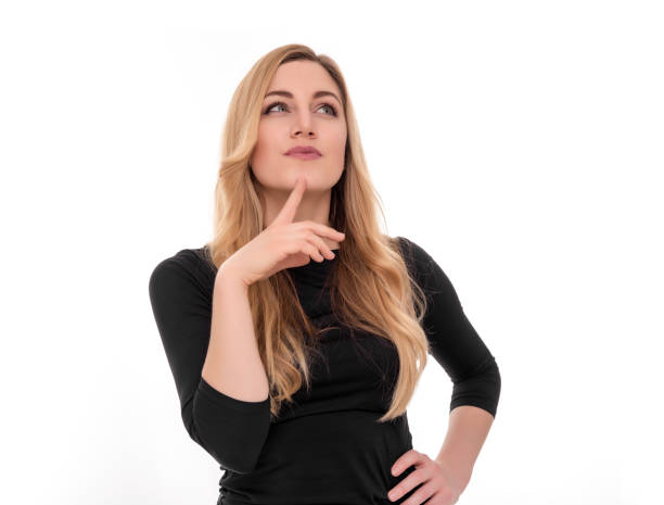 istock Blonde young woman looking sideways in excitement. 656336148