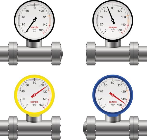 набор датчиков давления трубы - flanges stock illustrations