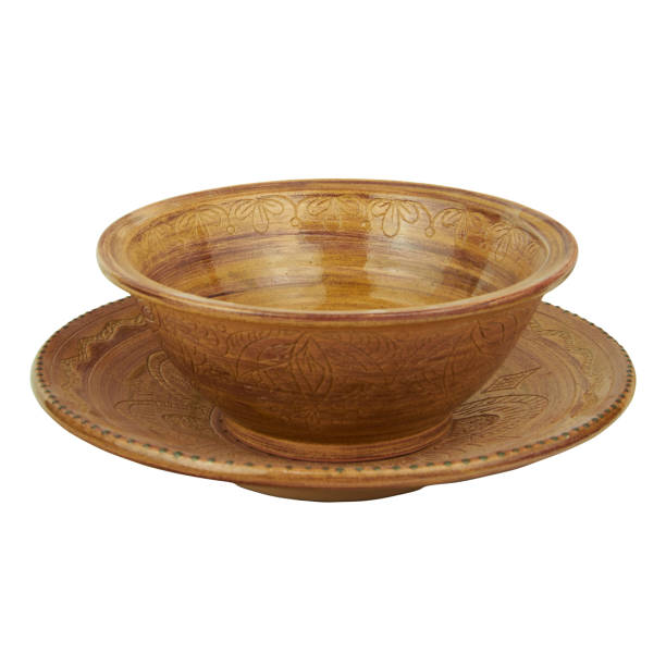istock Deep and shallow ceramic dish monochrome handmade clay 656340210