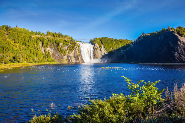 istock The vast blue lake and waterfall 656342414