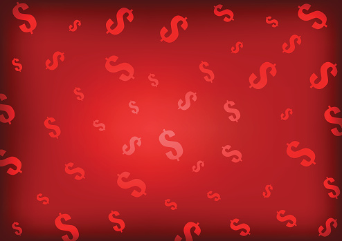 Vector : Dollars symbol on red background