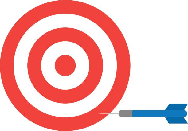 Bullseye with dart Vector red bullseye and blue dart is in the side. bulls eye photos stock illustrations