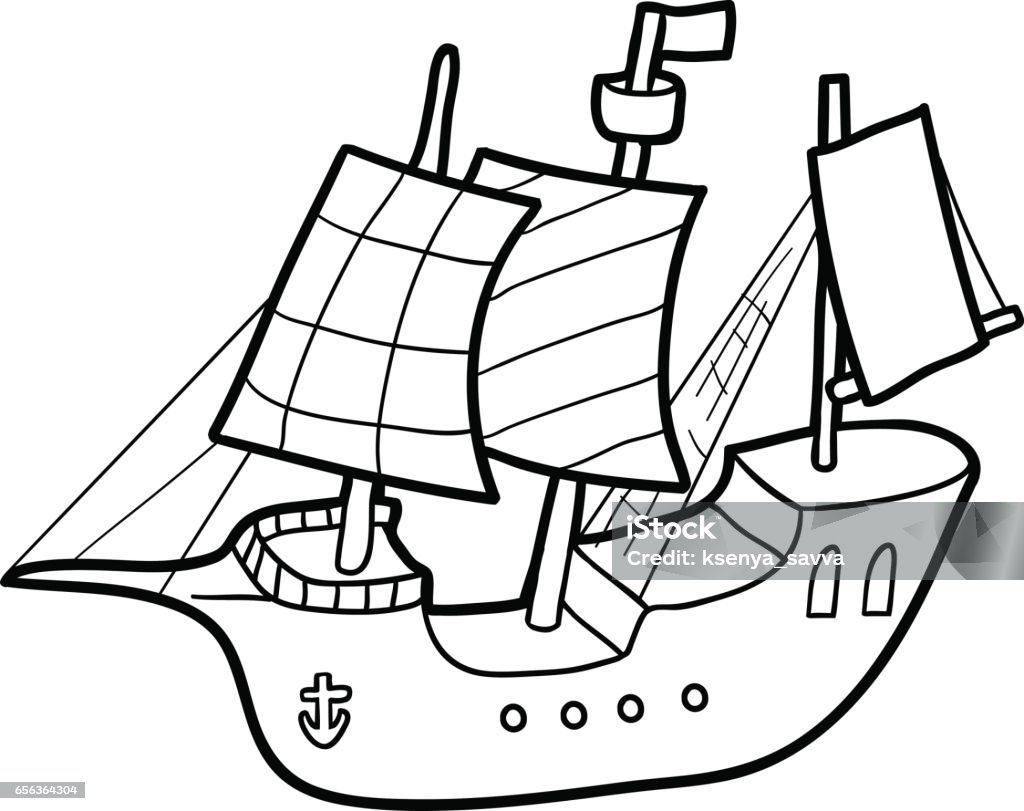 Coloring book, Sailing ship Coloring book for children, Sailing ship Child stock vector