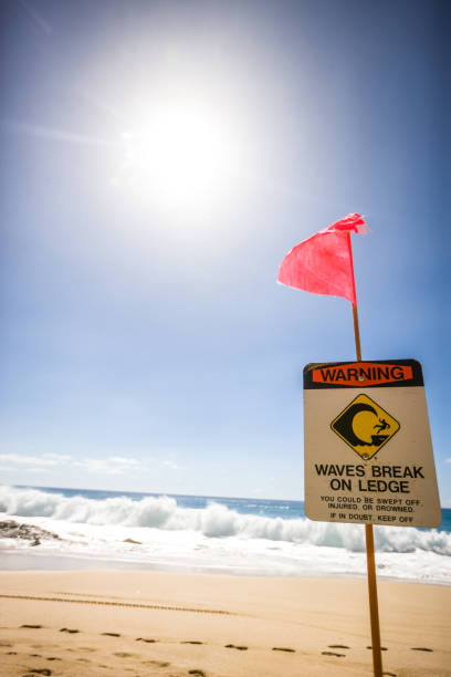 istock Warning sign on Hawaiian beach, Oahu, USA 656370438