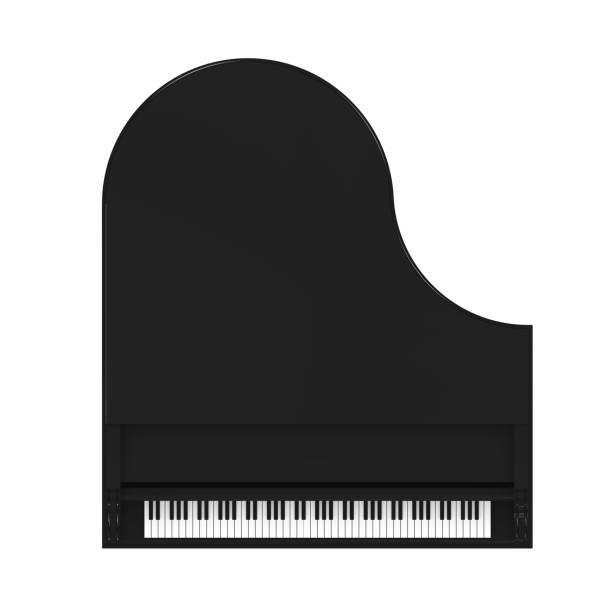 分離した黒いグランド ピアノ - グランドピアノ ストックフォトと画像