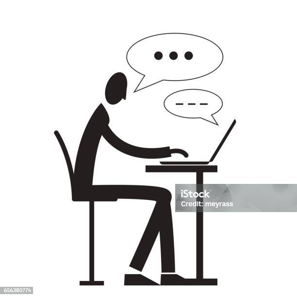 Person Abstracting Computer Abstract Person Sitting At A Computer Stock Illustration - Download ...
