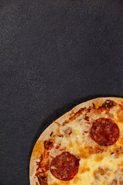 istock Delicious italian pizza served on grey background 656381622