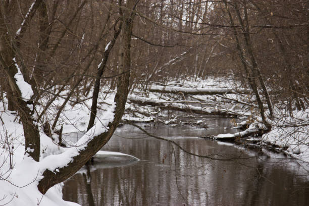 istock The little river in the snow in winter. 656394988