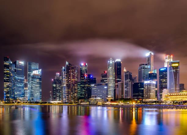 View of an empty wooden platform in Singapore.