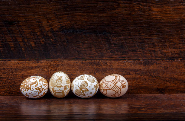 istock decorated Easter eggs on the wooden background. Easter, Egg, Holiday - Event, Season, Springtime 656410654