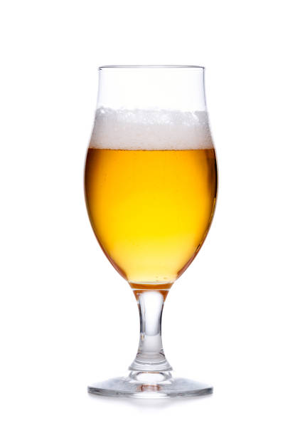 istock Glass of light beer with foam isolated on white 656414708