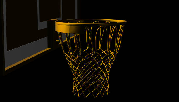 istock Gold net of a basketball hoop on background, 3d render 656421014