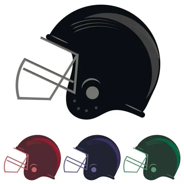 Vector illustration of Colorful Football Helmet Icons