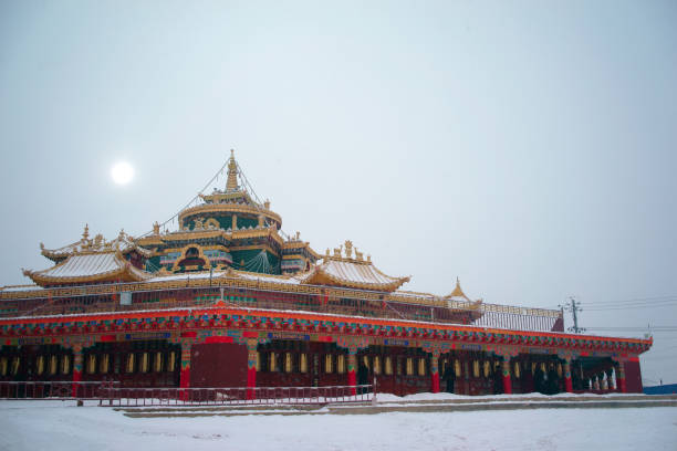 istock Tibet buddhist Academy in snow day, Sichuan, China 656438148