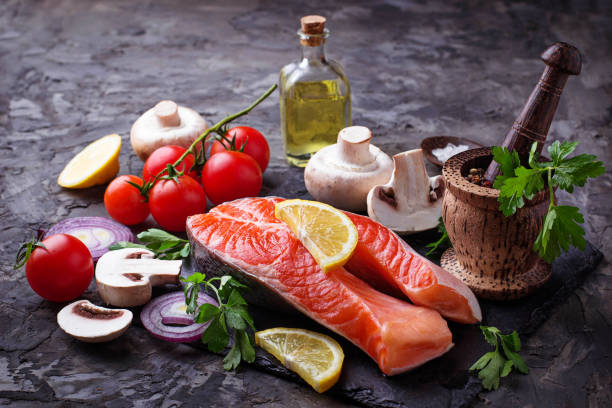 istock Salmon, mushrooms, tomatoes and parsley 656438572