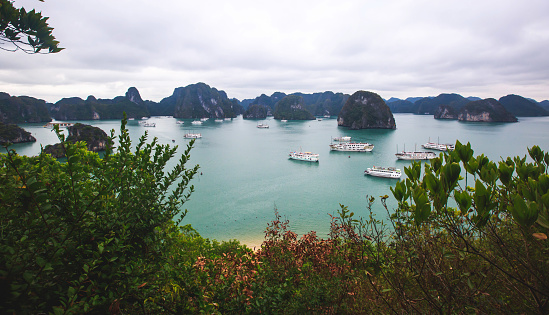 Beautiful view of Halong Bay, Vietnam, UNESCO World Heritage Site, scenic view of islands, Southeast Asia