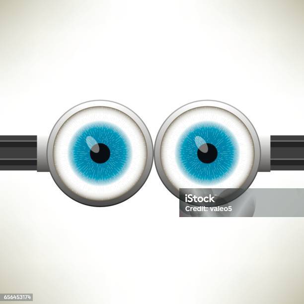 Goggle With Two Blue Eyes Stock Illustration - Download Image Now - Protective Eyewear, Cartoon, Anatomy