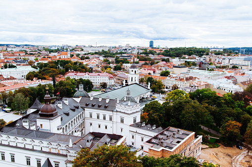 Panorama from Gediminas castle tower. View of Palace of Great Dukes . Vilnius. Lithuania