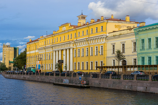 The facade of the Yusupov Palace also called Moika Palace on the namesake river