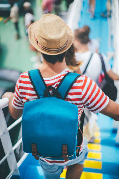 istock Hipster man traveling alone on ferry 656463888