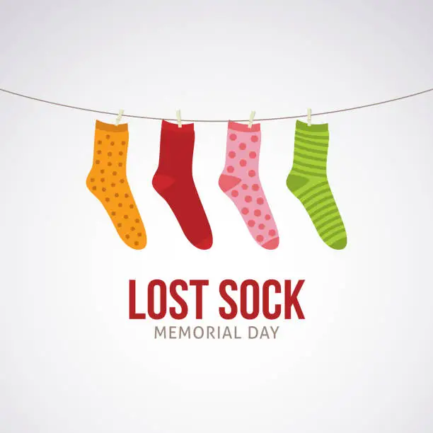 Vector illustration of Lost Sock Memorial Day Vector Illustration.