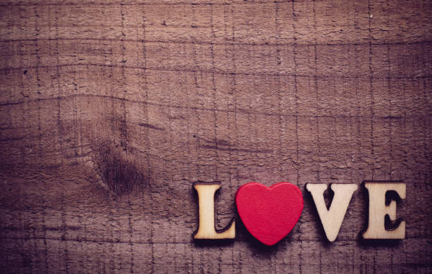 istock Love With Red Heart On Wood 656486580