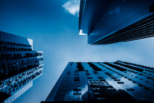 istock Up looking Skyscrapers with skyline 656489900