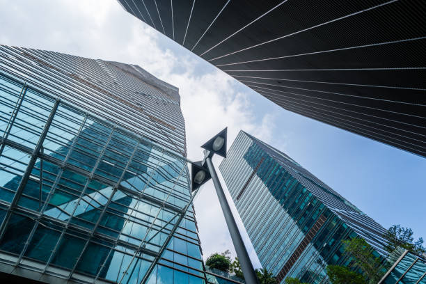 istock Up looking Skyscrapers with skyline 656490278