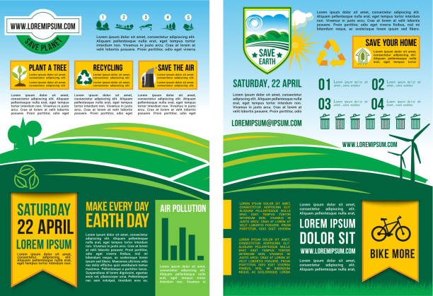 plakat informacyjny lub infografika z okazji dnia ziemi wektorowej - earth day sun sky stock illustrations