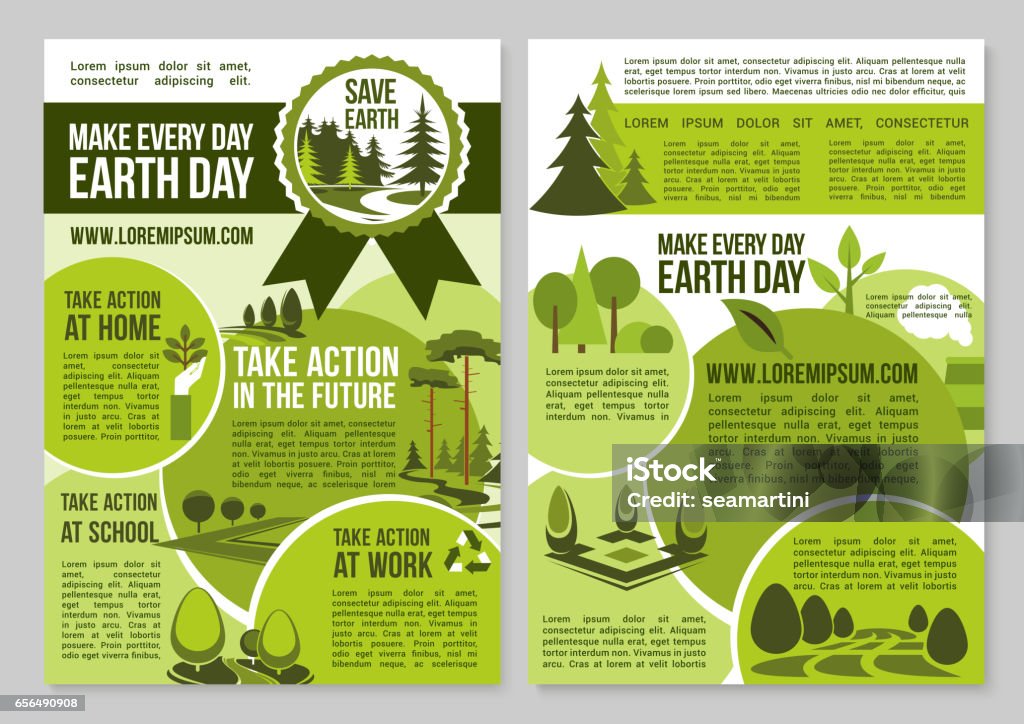 Sauver les affiches de Earth Day annonce planète Nature - clipart vectoriel de Journée Mondiale de la Terre libre de droits