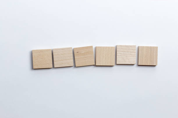 Six blank toy block tiles