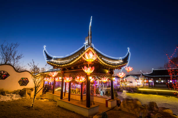 istock Night at traditional Chinese architecture, jiangnan pavilions 656493896
