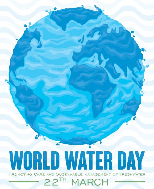 ilustrações, clipart, desenhos animados e ícones de design de planeta terra aquosa para celebração do dia da água - dia mundial da agua