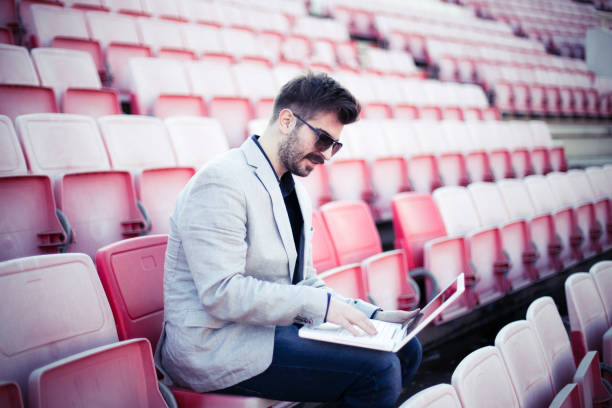 istock Modern football scout using laptop 656500424