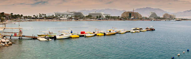 istock Panoramic view on the central public beach of Eilat 656501724