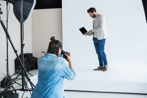 istock Male model posing for photographer 656505926