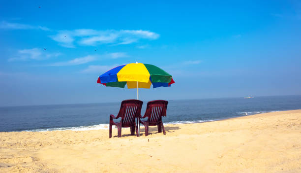 istock Chairs and umbrella at Marari Beach, Kerala 656508880