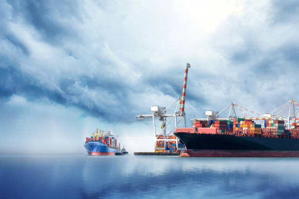 istock International Container Cargo ship in the ocean, Freight Transportation, Nautical Vessel 656518320