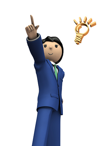 A young businessman points to the goal. 3D illustration,