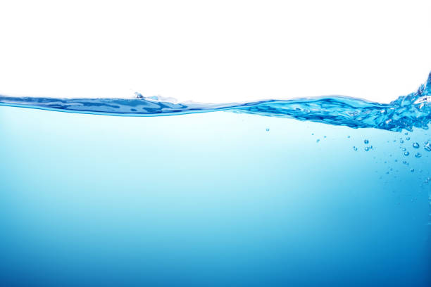 istock Close up blue Water splash with bubbles on white background 656527084