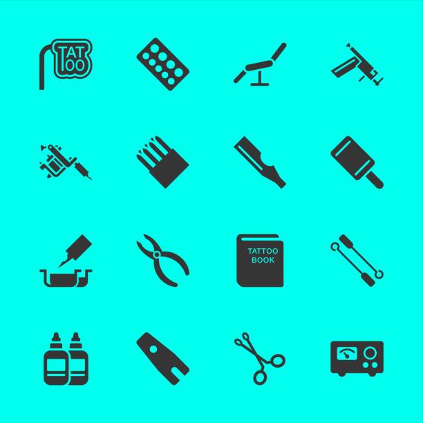 Tattoo Shop Icons Tattoo Shop Icons Vector EPS File. tattoo icons stock illustrations