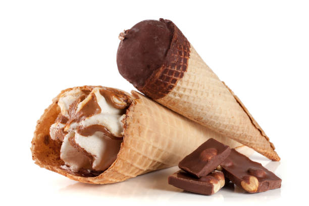 istock two cones of ice creams with chocolate bar isolated white background 656530942