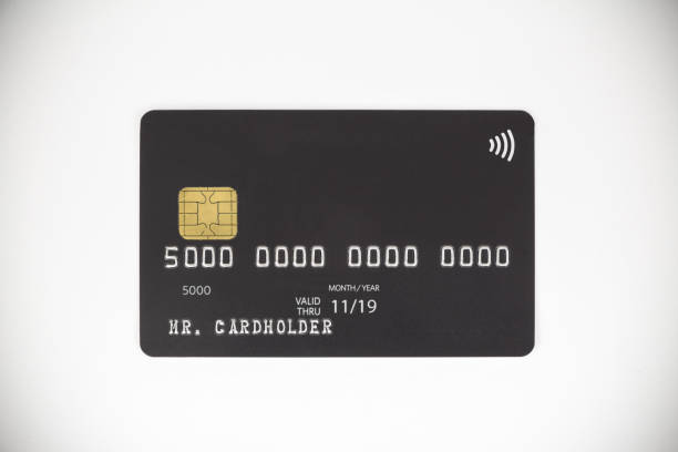 istock Black bank credit card on white background 656539888