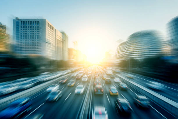 istock Motion blur image of city traffic 656543644