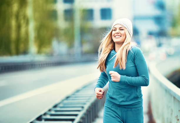 istock Blonde woman is exercising 656543992
