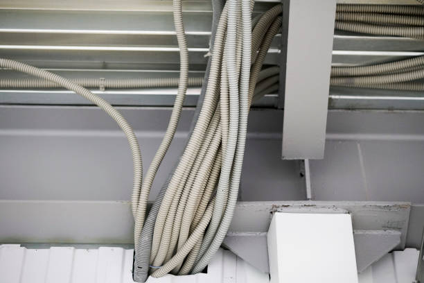 istock wiring from the ceiling, Ceiling frame made of metal profile 656546814