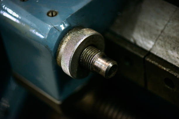 istock Old industrial lathe detail 656546918