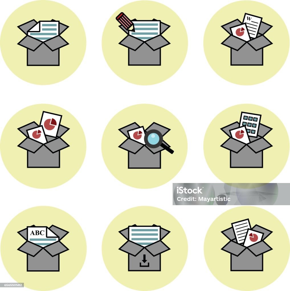 Dropbox opportunities vector icon set Analyzing stock vector