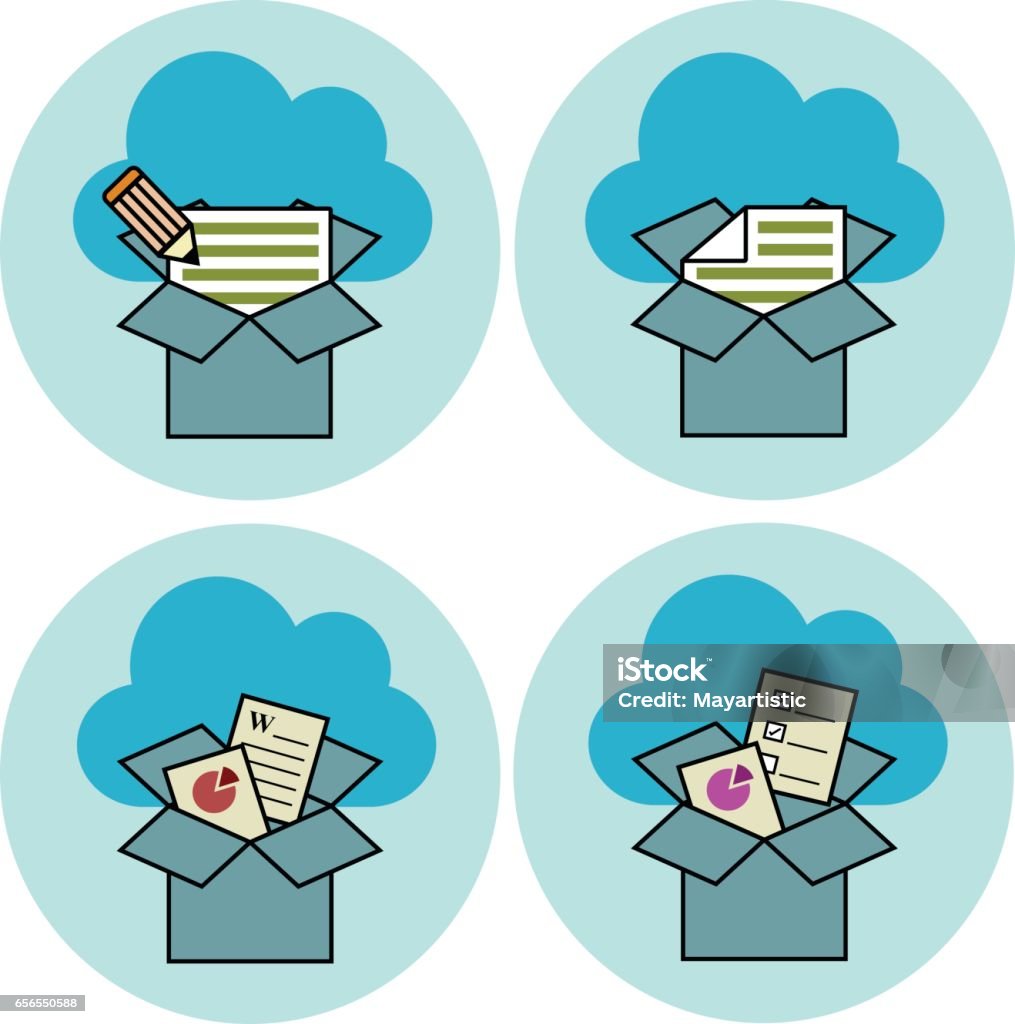 Dropbox opportunities vector icon set Analyzing stock vector